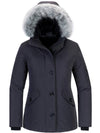 Wantdo Women's Down Jacket Waterproof Snow Coat Warm Puffer Parka Jacket with Faux Fur Hood Arctic I Grey S 