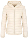 Wantdo Women's Packable Down Jacket Ultra Lightweight Puffer Coat Short With Hood ThermoLite I Beige S 