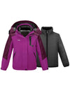 Wantdo Girls 3 in 1 Waterproof Ski Jacket Warm Fleece Hooded Coat Purple 6/7 