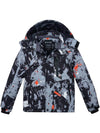 Wantdo Boys Fleece Ski Jacket Waterproof Raincoats Hooded Winter Outwear Gray Flora 6/7 