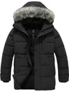 Wantdo Men's Down Jacket Winter Warm Puffer Jacket Snow Coat with Faux Fur Hood Arctic II Black S 