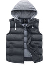Wantdo Men's Winter Quilted Vest Removable Hooded Sleeveless Gilet Grey S 