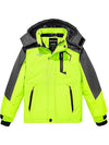 Wantdo Boys Fleece Ski Jacket Waterproof Raincoats Hooded Winter Outwear Fluorescent Green 6/7 