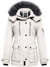 Wantdo Women's Warm Winter Parka Coat with Removable Faux Fur Hood Beige S 