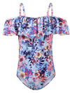 Wantdo Girls One Piece Floral Swimwear Hawaiian Ruffle Swimsuit Flower Leaf 8 