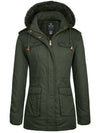 Wantdo Women's Hooded Winter Coat Warm Sherpa Lined Parka Jacket City II Army Green S 