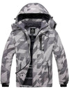 Wantdo Men's Waterproof Ski Jacket Fleece Winter Coat Windproof Rain Jacket Atna Core White Print S 