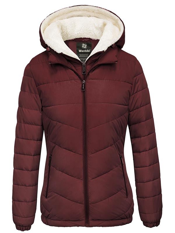 Wantdo Women's Winter Coats Hooded Windproof Puffer Jacket Dark