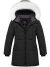 Wantdo Girl's Warm Winter Coat Quilted Puffer Jacket Hooded Parka Water Resistant Black 6/7 