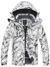 Wantdo Women's Waterproof Winter Coat Ski Jacket & Snow Rain Jacket with Hood Atna Core White Black Print S 