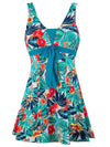 Wantdo Women's Push Up One Piece Swimsuit Floral Slimming Swimdress Green Floral 12-14 
