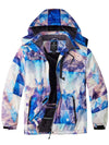 Wantdo Women's Plus Size Windproof Snow Mountain Warm Hooded Coat Atna Plus Purple Mountain print 1X 