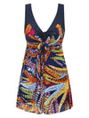 Feather Women's Plus Size Flower Printed Swimwear Cover Up Swimsuits