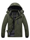 ArmyGreen Men's Waterproof Ski Jacket Fleece Winter Coat Windproof Rain Jacket