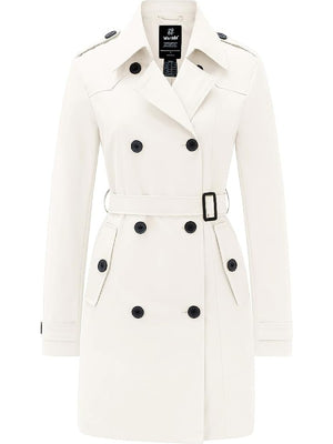 Women's Waterproof Double-Breasted Trench Coat with Belt