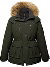 Women's Plus Size Puffer Jacket Warm Winter Parka Coat with Removable Fur Hood Regenerated Polyester