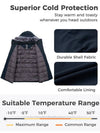 Men's Big and Tall Long Puffer Jacket Winter Coat Warm Snow Parka Plus Size with Removable Fur Hood Eco Friendly Fabric
