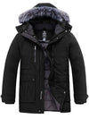 Men's Big and Tall Long Puffer Jacket Winter Coat Warm Snow Parka Plus Size with Removable Fur Hood Eco Friendly Fabric