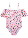 Wantdo Girls One Piece Floral Swimwear Hawaiian Ruffle Swimsuit 