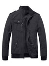 Wantdo Men's Military Casual Jacket Stand Collar Cotton Jacket 