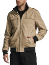 Wantdo Men's Military Casual Jacket Stand Collar Cotton Jacket Khaki S 