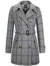 Wantdo Women's Pea Coat Double Breasted Winter Trench Jacket Plaid S 