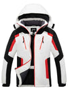 Skieer Skieer Men's Ski Jacket Waterproof Winter Snow Coat Windproof Snowboarding Jackets Warm Raincoat White&Red&Black Large 