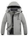 Skieer Skieer Men's Ski Jacket Mountain Waterproof Winter Rain Jacket Warm Fleece Snow Coat Light Grey Large 
