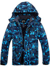 Skieer Skieer Men's Ski Jacket Waterproof Winter Snowboarding Coat with Hood Windproof Raincoat Navy Geometric Large 