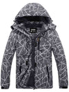 Skieer Skieer Women's Ski Jacket Mountain Waterproof Winter Rain Jacket Warm Fleece Snow Coat Grey Geometric Large 