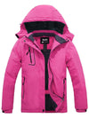 Skieer Skieer Women's Ski Jacket Waterproof Windproof Rain Jacket Winter Warm Hooded Coat Rose Red Large 