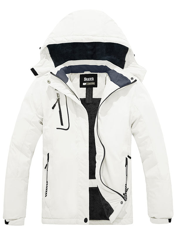 Skieer Women's Waterproof Ski Jacket Windproof Rain Jacket Winter Warm  Hooded Coat Light Blue Small 