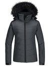 Skieer Skieer Women's Ski Jacket Waterproof Warm Puffer Jacket Thick Hooded Winter Coat Grey Large 