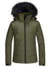 Skieer Skieer Women's Ski Jacket Waterproof Warm Puffer Jacket Thick Hooded Winter Coat Army Green Large 
