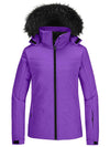 Skieer Skieer Women's Ski Jacket Waterproof Warm Puffer Jacket Thick Hooded Winter Coat Purple Large 