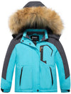 Skieer Skieer Girl's Ski Jacket Waterproof Fleece Winter Snow Coat Windproof Hooded Raincoat Blue 6-7 