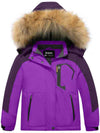Skieer Skieer Girl's Ski Jacket Waterproof Fleece Winter Snow Coat Windproof Hooded Raincoat Purple 6-7 