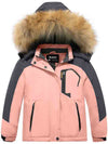 Skieer Skieer Girl's Ski Jacket Waterproof Fleece Winter Snow Coat Windproof Hooded Raincoat Pink 6-7 