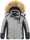 Skieer Skieer Boy's Ski Jacket Waterproof Warm Fleece Winter Snow Jacket Hooded Raincoat Grey 6-7 