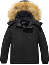 Skieer Skieer Boy's Ski Jacket Waterproof Warm Fleece Winter Snow Jacket Hooded Raincoat Black 6-7 