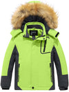 Skieer Skieer Boy's Ski Jacket Waterproof Warm Fleece Winter Snow Jacket Hooded Raincoat Green 6-7 