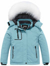 Skieer Skieer Girl's Ski Jacket Windproof Winter Jacket Fur Hooded Waterproof Rain Coat Blue 6-7 
