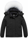 Skieer Skieer Girl's Ski Jacket Windproof Winter Jacket Fur Hooded Waterproof Rain Coat Black 6-7 