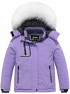 Skieer Skieer Girl's Ski Jacket Windproof Winter Jacket Fur Hooded Waterproof Rain Coat Purple 6-7 