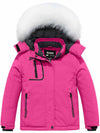 Skieer Skieer Girl's Ski Jacket Windproof Winter Jacket Fur Hooded Waterproof Rain Coat Rose Red 6-7 