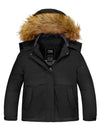 ZSHOW ZSHOW Girls' Waterproof Ski Jacket Thicken Quilted Warm Fleece Lined Winter Coat Black 6-7 
