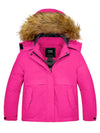 ZSHOW ZSHOW Girls' Waterproof Ski Jacket Thicken Quilted Warm Fleece Lined Winter Coat Rose Red 6-7 