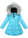 ZSHOW ZSHOW Girls' Long Puffer Jacket Warm Hooded Outerwear Soft Fleece Lined Winter Coat Light-Blue 6-7 
