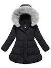 ZSHOW ZSHOW Girls' Long Puffer Jacket Warm Hooded Outerwear Soft Fleece Lined Winter Coat Black 6-7 