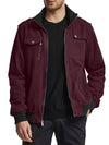 Wantdo Men's Military Casual Jacket Stand Collar Cotton Jacket Wine Red S 